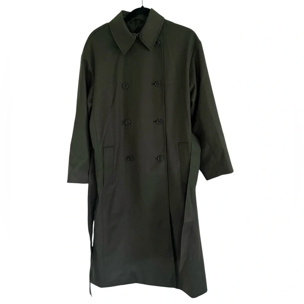 J Crew Green Trench Coat in Wool Blend Brilliant Spruce NWT Size 6